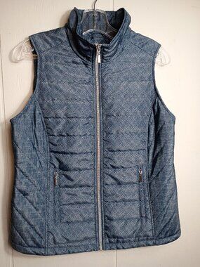 Christopher and Banks Blue Gray Puffer Vest Zip Up Quilted Womens Small Light